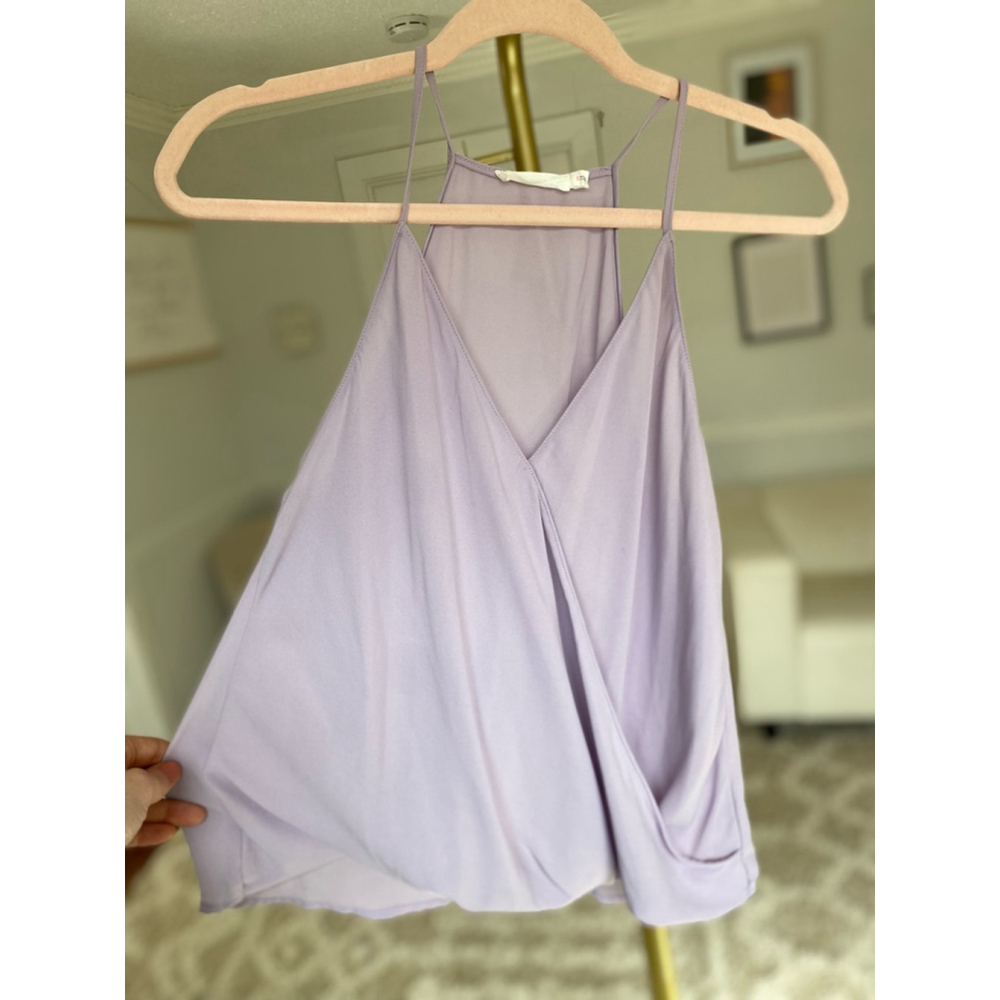 Lush Wrap Cami Tank Blouse Coquette Feminine Romantic Parisian Lavender Vaca S - Picture 2 of 7